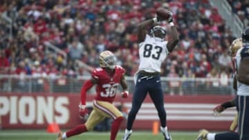 January 3, 2016; Santa Clara, CA, USA; St. Louis Rams wide receiver Brian Quick (83) catches a pass against San Francisco 49ers cornerback Dontae Johnson (36) during the second quarter at Levi