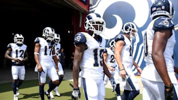 LOS ANGELES, CA - AUGUST 25: JoJo Natson #19 of the Los Angeles Rams heads to the field before a preseason game against the Houston Texans at Los Angeles Memorial Coliseum on August 25, 2018 in Los Angeles, California. (Photo by Harry How/Getty Images)
