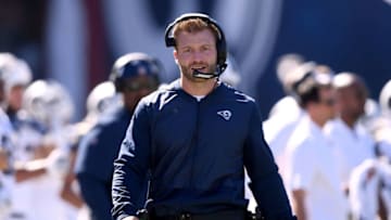 LOS ANGELES, CA - SEPTEMBER 16: Head coach Sean McVay of the Los Angeles Rams paces the sidelines during a 34-0 win over the Arizona Cardinals at Los Angeles Memorial Coliseum on September 16, 2018 in Los Angeles, California. (Photo by Harry How/Getty Images)