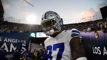 LOS ANGELES, CA - JANUARY 12: Defensive end Taco Charlton #97 of the Dallas Cowboys walks onto the field ahead of the NFC Divisional Round playoff game against the Los Angeles Rams at Los Angeles Memorial Coliseum on January 12, 2019 in Los Angeles, California. (Photo by Kevork Djansezian/Getty Images)