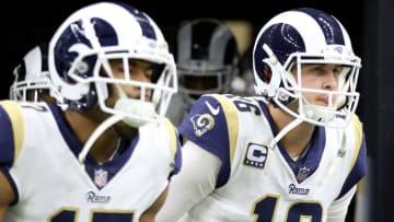 NEW ORLEANS, LOUISIANA - JANUARY 20: Robert Woods #17 and Jared Goff #16 of the Los Angeles Rams take the field prior to the NFC Championship game against the New Orleans Saints at the Mercedes-Benz Superdome on January 20, 2019 in New Orleans, Louisiana. (Photo by Chris Graythen/Getty Images)