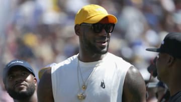 LOS ANGELES, CA - SEPTEMBER 18: NBA player LeBron James of the Cleveland Cavaliers attends the home opening NFL game between the Los Angeles Rams and the Seattle Seahawks at Los Angeles Coliseum on September 18, 2016 in Los Angeles, California. (Photo by Jeff Gross/Getty Images)