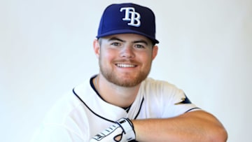 PORT CHARLOTTE, FLORIDA - FEBRUARY 17: Christian Arroyo #22 of the Tampa Bay Rays poses for a portrait during photo day on February 17, 2019 in Port Charlotte, Florida. (Photo by Mike Ehrmann/Getty Images)