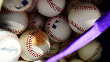 ST PETERSBURG, FLORIDA - APRIL 02: Official MLB baseballs sit in Colorado Rockies bag before a game against the Tampa Bay Rays at Tropicana Field on April 02, 2019 in St Petersburg, Florida. (Photo by Julio Aguilar/Getty Images)