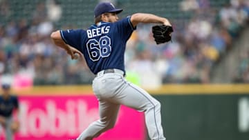 SEATTLE, WA - AUGUST 9: Starter Jalen Beeks #68 of the Tampa Bay Rays delivers a pitch during a game against the Seattle Mariners at T-Mobile Park on August 9, 2019 in Seattle, Washington. The Rays won 5-3. (Photo by Stephen Brashear/Getty Images)