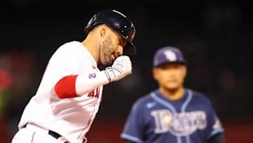 J.D. Martinez Yoshi Tsutsugo Tampa Bay Rays (Photo by Adam Glanzman/Getty Images)