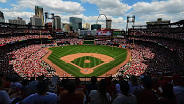 Apr 17, 2016; St. Louis, MO, USA; A general view of Busch Stadium as the Cincinnati Reds play the St. Louis Cardinals during the seventh inning. The Cardinals won 4-3. Mandatory Credit: Jeff Curry-USA TODAY Sports