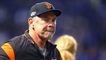 Oct 7, 2016; Chicago, IL, USA; San Francisco Giants manager Bruce Bochy (15) looks on before game one of the 2016 NLDS playoff baseball series against the Chicago Cubs at Wrigley Field. Mandatory Credit: Dennis Wierzbicki-USA TODAY Sports
