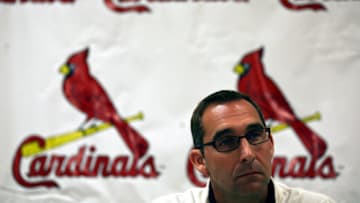 JUPITER, FL - FEBRUARY 16: General Manager John Mozeliak of the St. Louis Cardinals speaks at a press conference at Roger Dean Stadium on February 16, 2011 in Jupiter, Florida. (Photo by Marc Serota/Getty Images)