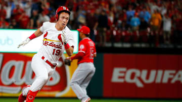 ST LOUIS, MO - JUNE 23: Tommy Edman #19 of the St. Louis Cardinals runs out a triple against the Los Angeles Angels of Anaheim in the eighth inning at Busch Stadium on June 23, 2019 in St. Louis, Missouri. (Photo by Dilip Vishwanat/Getty Images)