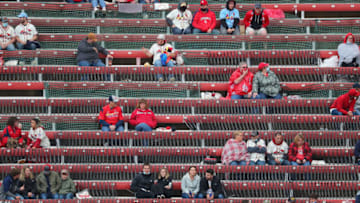ST LOUIS, MO - APRIL 24: Socially distanced fans watch a game between the St. Louis Cardinals and the Cincinnati Reds at Busch Stadium on April 24, 2021 in St Louis, Missouri. (Photo by Dilip Vishwanat/Getty Images)