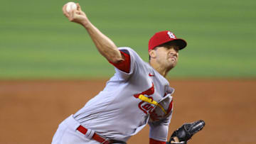 Jack Flaherty #22 of the St. Louis Cardinals delivers a pitch in the fifth inning against the Miami Marlins at loanDepot park on April 07, 2021 in Miami, Florida. (Photo by Mark Brown/Getty Images)