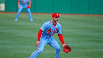 Paul DeJong #11 of the St. Louis Cardinals in action against the Pittsburgh Pirates at PNC Park on May 1, 2021 in Pittsburgh, Pennsylvania. (Photo by Justin K. Aller/Getty Images)