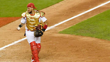MIAMI, FL - JULY 11: Yadier Molina #4 of the St. Louis Cardinals and the National League reacts during the 88th MLB All-Star Game at Marlins Park on July 11, 2017 in Miami, Florida. (Photo by Mark Brown/Getty Images)