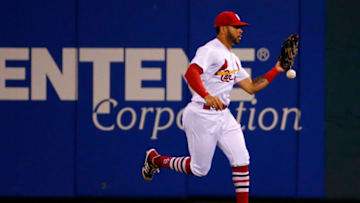 ST. LOUIS, MO - JUNE 27: Tommy Pham #28 of the St. Louis Cardinals misplays a fly ball against the Cleveland Indians in the eighth inning at Busch Stadium on June 27, 2018 in St. Louis, Missouri. (Photo by Dilip Vishwanat/Getty Images)