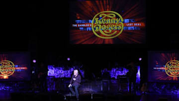 THOUSAND OAKS, CA - JUNE 30: Singer Kenny Rogers performs onstage during his final world tour "The Gambler's Last Deal" at the Civic Arts Plaza on June 30, 2016 in Thousand Oaks, California. (Photo by Kevin Winter/Getty Images)