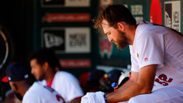 ST. LOUIS, MO - JUNE 3: Michael Wacha #52 of the St. Louis Cardinals sits alone in the dugout against the Pittsburgh Pirates after the sixth inning at Busch Stadium on June 3, 2018 in St. Louis, Missouri. (Photo by Dilip Vishwanat/Getty Images)