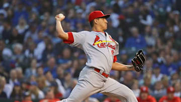 CHICAGO, ILLINOIS - JUNE 09: Giovanny Gallegos #65 of the St. Louis Cardinals pitches against the Chicago Cubs at Wrigley Field on June 09, 2019 in Chicago, Illinois. (Photo by Jonathan Daniel/Getty Images)