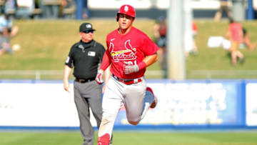 Nolan Gorman (81) rounds second base after connecting a home run against the New York Mets during the eight inning at First Data Field. Mandatory Credit: Sam Navarro-USA TODAY Sports