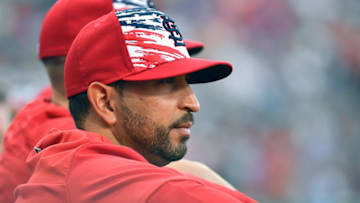 Jul 3, 2022; Philadelphia, Pennsylvania, USA; St. Louis Cardinals manager Oliver Marmol (37) against the Philadelphia Phillies at Citizens Bank Park. Mandatory Credit: Eric Hartline-USA TODAY Sports