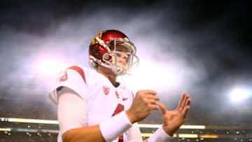 Sep 26, 2015; Tempe, AZ, USA; Southern California Trojans quarterback Max Browne (4) against the Arizona State Sun Devils at Sun Devil Stadium. Mandatory Credit: Mark J. Rebilas-USA TODAY Sports