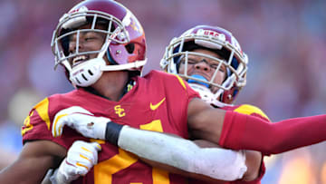 Tyler Vaughns and Amon-Ra St. Brown of USC football. (Jayne Kamin-Oncea/Getty Images)