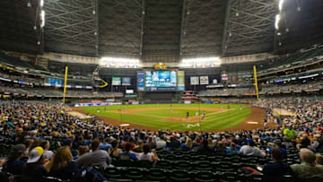 Aug 17, 2015; Milwaukee, WI, USA; General view of Miller Park during the game between the Miami Marlins and Milwaukee Brewers. Miami won 6-2. Mandatory Credit: Jeff Hanisch-USA TODAY Sports