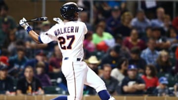 Nov 7, 2015; Phoenix, AZ, USA; Minnesota Twins outfielder Adam Brett Walker II during the Arizona Fall League Fall Stars game at Salt River Fields. Mandatory Credit: Mark J. Rebilas-USA TODAY Sports