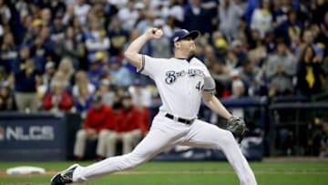 MILWAUKEE, WI - OCTOBER 20: Corey Knebel #46 of the Milwaukee Brewers throws a pitch against the Los Angeles Dodgers in Game Seven of the National League Championship Series at Miller Park on October 20, 2018 in Milwaukee, Wisconsin. (Photo by Jonathan Daniel/Getty Images)