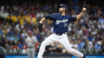 MILWAUKEE, WISCONSIN - AUGUST 27: Drew Pomeranz #15 of the Milwaukee Brewers throws a pitch during the eighth inning against the St. Louis Cardinals at Miller Park on August 27, 2019 in Milwaukee, Wisconsin. (Photo by Stacy Revere/Getty Images)