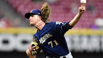 CINCINNATI, OH - SEPTEMBER 24: Josh Hader #71 of the Milwaukee Brewers pitches in the ninth inning against the Cincinnati Reds at Great American Ball Park on September 24, 2019 in Cincinnati, Ohio. Milwaukee defeated Cincinnati 4-2. (Photo by Jamie Sabau/Getty Images)