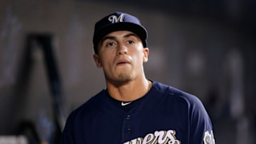 MIAMI, FLORIDA - SEPTEMBER 11: Tyrone Taylor #12 of the Milwaukee Brewers looks on against the Miami Marlins at Marlins Park on September 11, 2019 in Miami, Florida. (Photo by Michael Reaves/Getty Images)