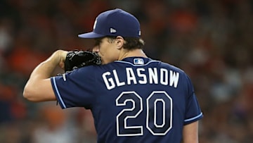 HOUSTON, TEXAS - OCTOBER 10: Tyler Glasnow #20 of the Tampa Bay Rays pitches during Game 5 of the ALDS against the Houston Astros at Minute Maid Park on October 10, 2019 in Houston, Texas. Houston advances with a 6-1 win. (Photo by Bob Levey/Getty Images)