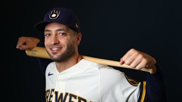 PHOENIX, AZ - FEBRUARY 19: Ryan Braun #8 of the Milwaukee Brewers poses during the Milwaukee Brewers Photo Day on February 19, 2020 in Phoenix, Arizona. (Photo by Jamie Schwaberow/Getty Images)