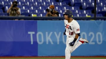 USA's Jamie Westbrook round the bases after hitting a home run during the fourth inning of the Tokyo 2020 Olympic Games baseball semifinal game between South Korea and USA at Yokohama Baseball Stadium in Yokohama, Japan, on August 5, 2021. (Photo by KAZUHIRO FUJIHARA / AFP) (Photo by KAZUHIRO FUJIHARA/AFP via Getty Images)