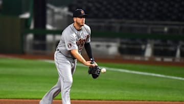 PITTSBURGH, PA - AUGUST 07: C.J. Cron #26 of the Detroit Tigers in action during the game against the Pittsburgh Pirates at PNC Park on August 7, 2020 in Pittsburgh, Pennsylvania. (Photo by Joe Sargent/Getty Images)