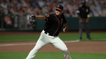 SAN FRANCISCO, CA - SEPTEMBER 05: Tony Watson #56 of the San Francisco Giants pitches against the Arizona Diamondbacks during the ninth inning at Oracle Park on September 5, 2020 in San Francisco, California. The San Francisco Giants defeated the Arizona Diamondbacks 4-3. (Photo by Jason O. Watson/Getty Images)