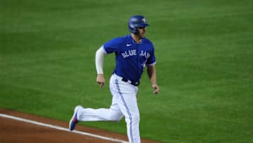 BUFFALO, NY - SEPTEMBER 23: Travis Shaw #6 of the Toronto Blue Jays against the New York Yankees at Sahlen Field on September 23, 2020 in Buffalo, New York. The Blue Jays are the home team due to the Canadian government"u2019s policy on COVID-19, which prevents them from playing in their home stadium in Canada. Blue Jays beat the Yankees 14 to 1. (Photo by Timothy T Ludwig/Getty Images)