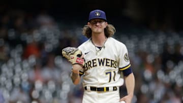 MILWAUKEE, WISCONSIN - JUNE 15: Josh Hader #71 of the Milwaukee Brewers on the mound against the Cincinnati Reds at American Family Field on June 15, 2021 in Milwaukee, Wisconsin. Reds defeated the Brewers 2-1. (Photo by John Fisher/Getty Images)
