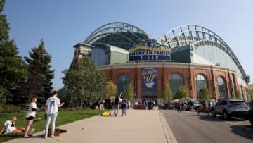 MILWAUKEE, WISCONSIN - OCTOBER 09: General view outside of American Family Field before the game 2 of the National League Division Series between the Atlanta Braves and Milwaukee Brewers at American Family Field on October 09, 2021 in Milwaukee, Wisconsin. (Photo by Stacy Revere/Getty Images)