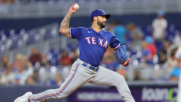 MIAMI, FLORIDA - JULY 21: Matt Bush #51 of the Texas Rangers delivers a pitch during the eighth inning against the Miami Marlins at loanDepot park on July 21, 2022 in Miami, Florida. (Photo by Michael Reaves/Getty Images)