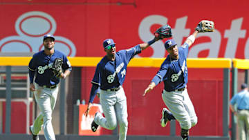 ATLANTA, GA - JUNE 25: Milwaukee Brewers outfielders Domingo Santana
