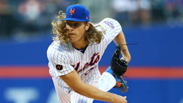 NEW YORK, NY - MAY 01: Noah Syndergaard #34 of the New York Mets pitches in the first inning against the Atlanta Braves at Citi Field on May 1, 2018 in the Flushing neighborhood of the Queens borough of New York City. (Photo by Mike Stobe/Getty Images)