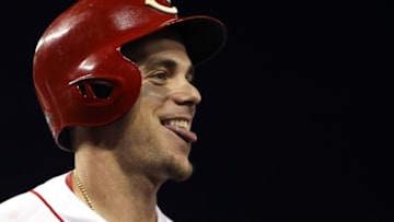 WASHINGTON, DC - JULY 17: Scooter Gennett #3 of the Cincinnati Reds and National League celebrates after a two-run home run in the ninth inning to tie the game against the American League during the 89th MLB All-Star Game, presented by Mastercard at Nationals Park on July 17, 2018 in Washington, DC. (Photo by Patrick Smith/Getty Images)