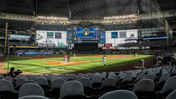 MILWAUKEE, WISCONSIN - AUGUST 27: A general view during game one of a doubleheader between the Cincinnati Reds and Milwaukee Brewers at Miller Park on August 27, 2020 in Milwaukee, Wisconsin. Several sporting leagues across the nation are resuming their schedules after player walkouts done in protest over the shooting of Jacob Blake by Kenosha, Wisconsin police. (Photo by Dylan Buell/Getty Images)