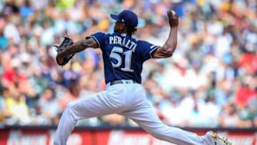 MILWAUKEE, WISCONSIN - JULY 17: Freddy Peralta #51 of the Milwaukee Brewers pitches in the sixth inning against the Atlanta Braves at Miller Park on July 17, 2019 in Milwaukee, Wisconsin. (Photo by Dylan Buell/Getty Images)