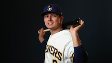 PHOENIX, AZ - FEBRUARY 19: Luis Urias #2 of the Milwaukee Brewers poses during the Milwaukee Brewers Photo Day on February 19, 2020 in Phoenix, Arizona. (Photo by Jamie Schwaberow/Getty Images)
