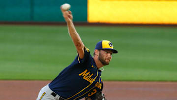 PITTSBURGH, PA - JULY 27: Adrian Houser #37 of the Milwaukee Brewers pitches in the first inning against the Pittsburgh Pirates during Opening Day at PNC Park on July 27, 2020 in Pittsburgh, Pennsylvania. The 2020 season had been postponed since March due to the COVID-19 pandemic. (Photo by Justin K. Aller/Getty Images)