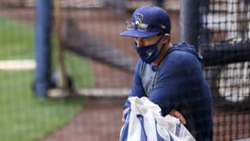 MILWAUKEE, WISCONSIN - JULY 04: Manager Craig Counsell of the Milwaukee Brewers looks on during Summer Workouts at Miller Park on July 04, 2020 in Milwaukee, Wisconsin. (Photo by Dylan Buell/Getty Images)