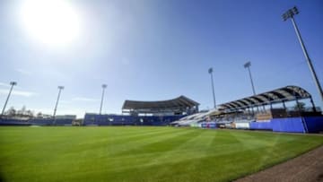 Feb 23, 2015; Port St. Lucie, FL, USA; A view of the stadium prior to spring training workouts at Tradition Field. Mandatory Credit: Brad Barr-USA TODAY Sports